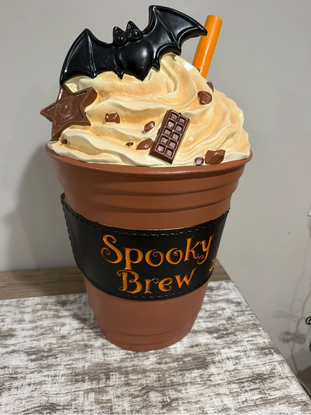 Halloween Spooky Brew Latte Drink End Table Stool Home Decor